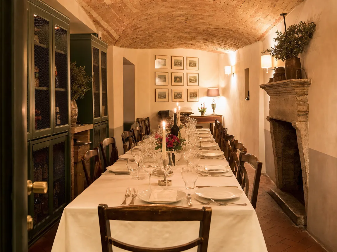 La saletta preparata per una cena privata